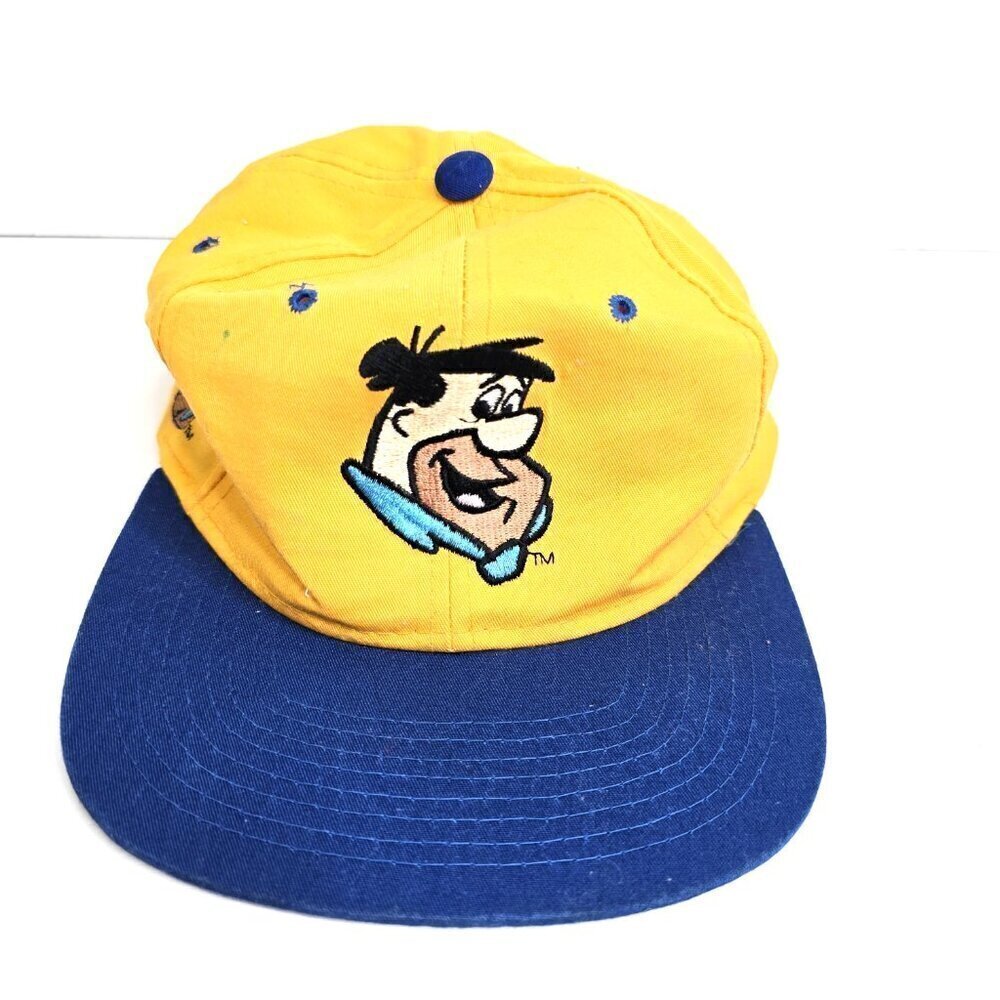 Vintage Rare 1993 Fred Flinstone Yellow Yabba Dabba Doo Snapback Hat Cap